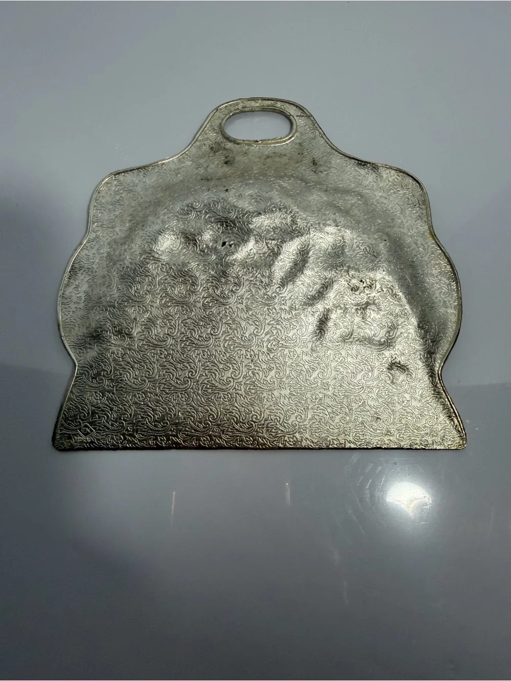 Vtg T.K. Japan Silver Tone Silent Butler Table Crumb Tray Sweeper Scraper Set
